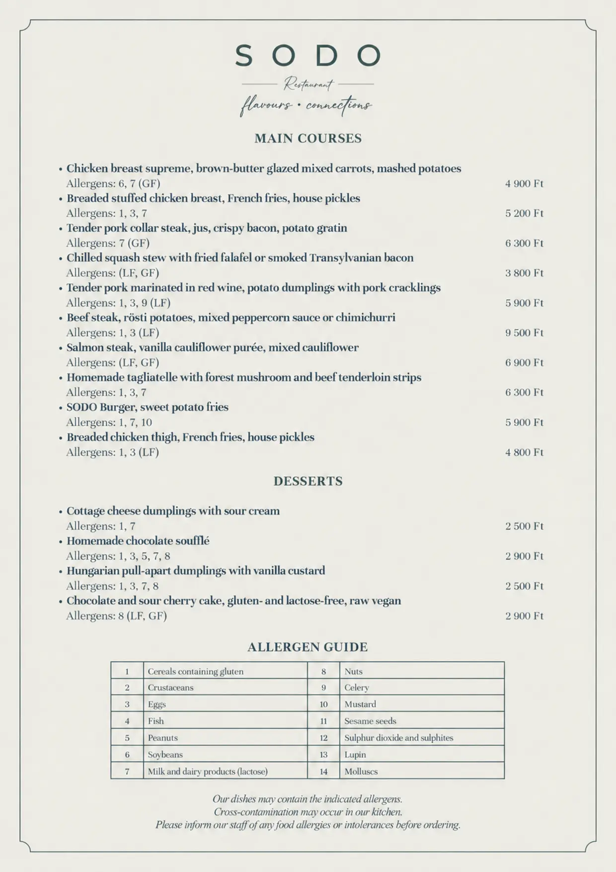 SODO MENU 09.09.2026 Main courses