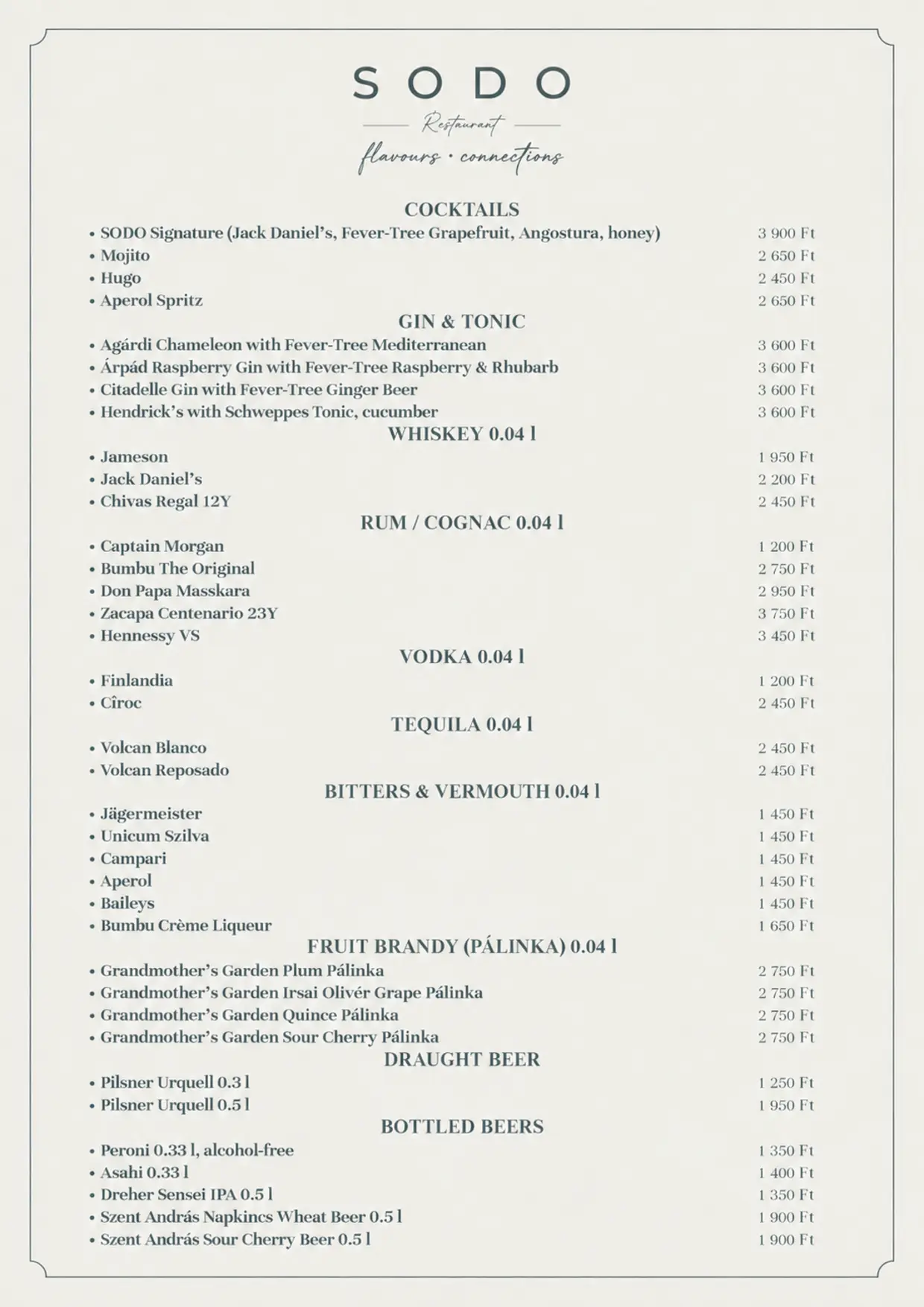 SODO MENU 09.09.2026 Coctail